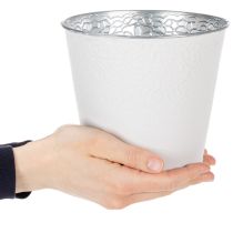 daiktų Metalinis vazonas, pastelinės baltos spalvos, Ø16 cm, aukštis 14 cm