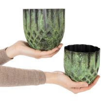 daiktų Vintažinis metalinis gėlių vazonas, žalias, Ø14/12 cm, 2 vnt. rinkinys