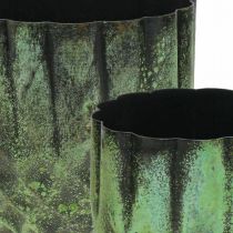 daiktų Sodinamosios metalinės vintažinės vazonas žalias Ø14/12cm rinkinys iš 2