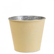 Sodinamoji metalinė gėlių vazonė pastelinė geltona Ø13,5cm H12,5cm