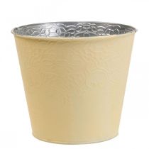 Sodinamoji metalinė gėlių vazonė pastelinė geltona Ø20cm H16cm