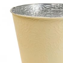 Sodinamoji metalinė gėlių vazonė pastelinė geltona Ø20cm H16cm