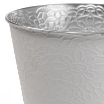 Sodinamoji metalinė gėlių vazonė pastelinė balta Ø20cm H16cm