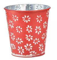 daiktų Sodintuvas raudonas baltas gėlių vazonas gėlių metalinis Ø12,5cm H11,5cm