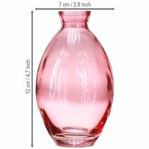 daiktų Svogūninė vaza, mini vazos, tonuotas rožinis stiklas, Ø7cm, A12cm, 6 vnt.