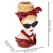 daiktų Moters su akiniais nuo saulės ir perlų vėriniu ant galvos vaza, 30 cm