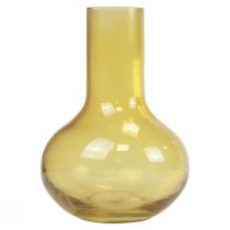 Vaza geltono stiklo vaza svogūninė gėlių vaza stiklas Ø10,5cm H15cm