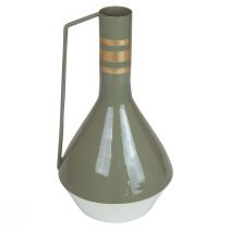 daiktų Vintažinis dekoratyvinis metalinis ąsotis su pilkos ir auksinės spalvos rankena, Ø18 cm, aukštis 33 cm, idealiai tinka džiovintoms gėlėms ir dirbtiniams augalams