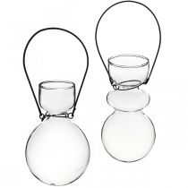 Mini stiklinės vazos, skirtos pakabinti kronšteiną, H11/11,5 cm, 2 vnt