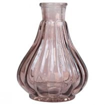 daiktų Vaza rožinio stiklo vaza svogūninė dekoratyvinė vazos stiklas Ø8,5cm H11,5cm