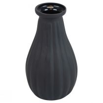 daiktų Vaza juodo stiklo vazos grioveliai dekoratyvinis vazos stiklas Ø8cm H14cm