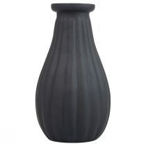 daiktų Vaza juodo stiklo vazos grioveliai dekoratyvinis vazos stiklas Ø8cm H14cm