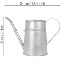 daiktų Cinkuota dekoratyvinė laistytuvė, metalinė, pilka, vintažinio stiliaus, 1,7 l, aukštis 23 cm, stilingoms gėlių dekoracijoms ir vazonams