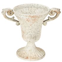 daiktų Vintažinis dekoratyvinis metalinis puodelis su rankena Shabby Chic H14,5cm