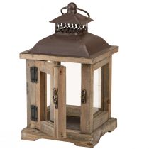 daiktų Senovinis žibintas tamsiai rudas medinis žibintas 15×15cm H26cm