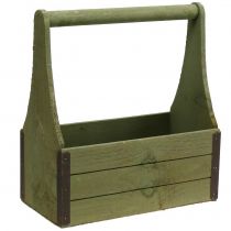 Senovinė augalų dėžė medinė įrankių dėžė alyvuogių žalia 28×14×31cm