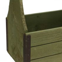 Senovinė augalų dėžė medinė įrankių dėžė alyvuogių žalia 28×14×31cm