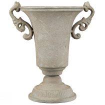 daiktų Antikvarinis pilkos spalvos metalinis „Shabby Chic“ trofėjaus dekoras, aukštis 22,5 cm
