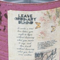 daiktų Vintažinė vazonų dekoratyvinė dėžutė violetinė metalinė vasarinė dekoracija Ø11cm A10.5cm