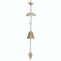 daiktų Vintažinė vėjo varpelio metalinė dekoracija su skėčiu ir varpeliu 70cm