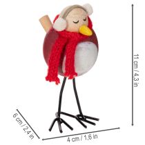 daiktų Dekoratyvinė paukščio figūrėlė su šaliku, žiemos dekoracija, 11 cm, 4 dalys