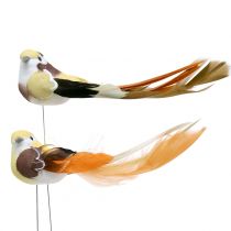 Paukštis ant vielos ruda/oranžinė 14cm 12vnt