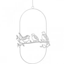 daiktų Bird deco langų dekoravimo spyruoklė, metalinė balta H37,5cm 2vnt