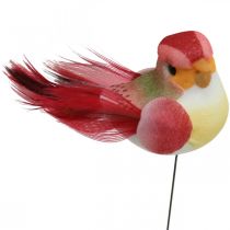 Spyruoklė, paukštis ant vielos, spalvingi gėlių kamščiai H2,5cm 24vnt