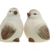 Keraminiai paukščiukai, pavasariniai, dekoratyviniai paukščiai balti, rudi H7/7,5cm 6vnt