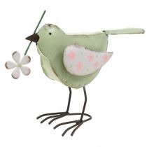 Dekoratyvinis paukštis su spyruokline gėle senoviniu metalu 19,5 cm