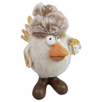 daiktų Kalėdinės figūrėlės paukštis su kepure smėlio spalvos 11,5x8x14cm 2vnt