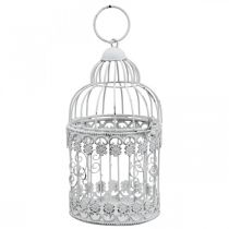 daiktų Deco Aviary Shabby White Bird Cage Metalinė apdaila Ø10cm H17cm