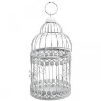 Paukščių narvas pakabinimui, dekoratyvinis voljeras, metalinė apdaila, nuskuręs prašmatnus baltas Ø12,5cm H25cm