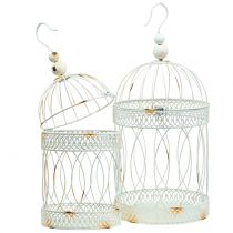 Paukščių voljeras vintage apvalus baltas Ø22 / 18cm 2vnt