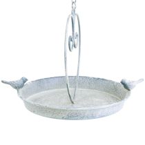 daiktų Paukščių vonelės metalinė dekoracija Širdelė Balta Mėlyna Kabantis Ø21,5cm
