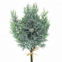 Deco šakelė kadagys su kūgiais žalias-ledinis, skalbtas mėlynas 25cm 2vnt.