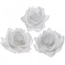 Vaškinė rožė balta Ø10cm Vaškuota dirbtinė gėlė 6vnt