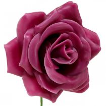 Vaško rožės deko rožės vaško rožinės spalvos Ø8cm 12vnt