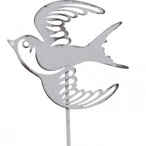 Kregždutės dekoracija, sienų apdaila iš metalo, paukščiukai pakabinti balti, sidabrinis skurdus prašmatnus H47,5 cm