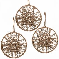 Sienų apdaila boho stiliaus, dekoratyvinė žiedinė džiuto juostelė Ø23cm 5vnt