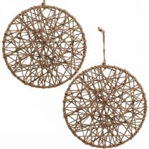 Sienų apdaila boho stiliaus, dekoratyvinė žiedinė džiuto juostelė Ø28,5cm 4vnt