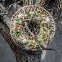 Sienų apdaila boho stiliaus, dekoratyvinė žiedinė džiuto juostelė Ø38cm
