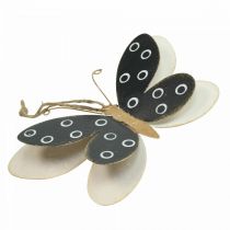 daiktų Wall Art Butterfly Deco juodas baltas auksas metalinis 15 cm