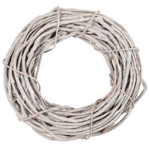 daiktų Gluosnių vainiko dekoracija, vainikas iš baltai nubaltintų šakų, 40 cm