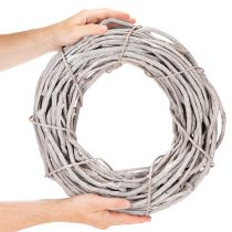 daiktų Gluosnių vainiko dekoracija, vainikas iš baltai nubaltintų šakų, 40 cm