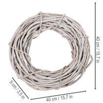 daiktų Gluosnių vainiko dekoracija, vainikas iš baltai nubaltintų šakų, 40 cm
