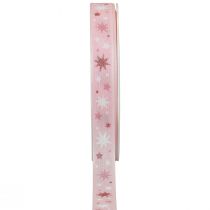 daiktų Kaspinas Kalėdų dovanų kaspinas rožinis žvaigždžių raštas 15mm 20m