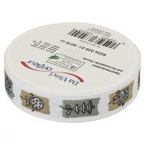 daiktų Kalėdinė juostelė Pilka kalėdinė juostelė 25mm 18m