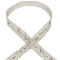 daiktų Kalėdinė juostelė Linksmų Kalėdų lininė juostelė ruda 25mm 15m
