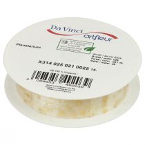 daiktų Kaspinas kalėdinis, organzos kaspinas baltos žvaigždės raštas 25mm 25m